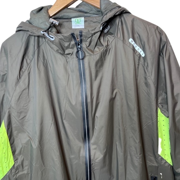 Hengli Dark Green Zip Up Hooded Wind Breaker Rain Jacket Coat - Picture 4 of 16